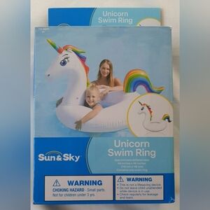 Unicorn Swim Ring Floatie Rainbow New